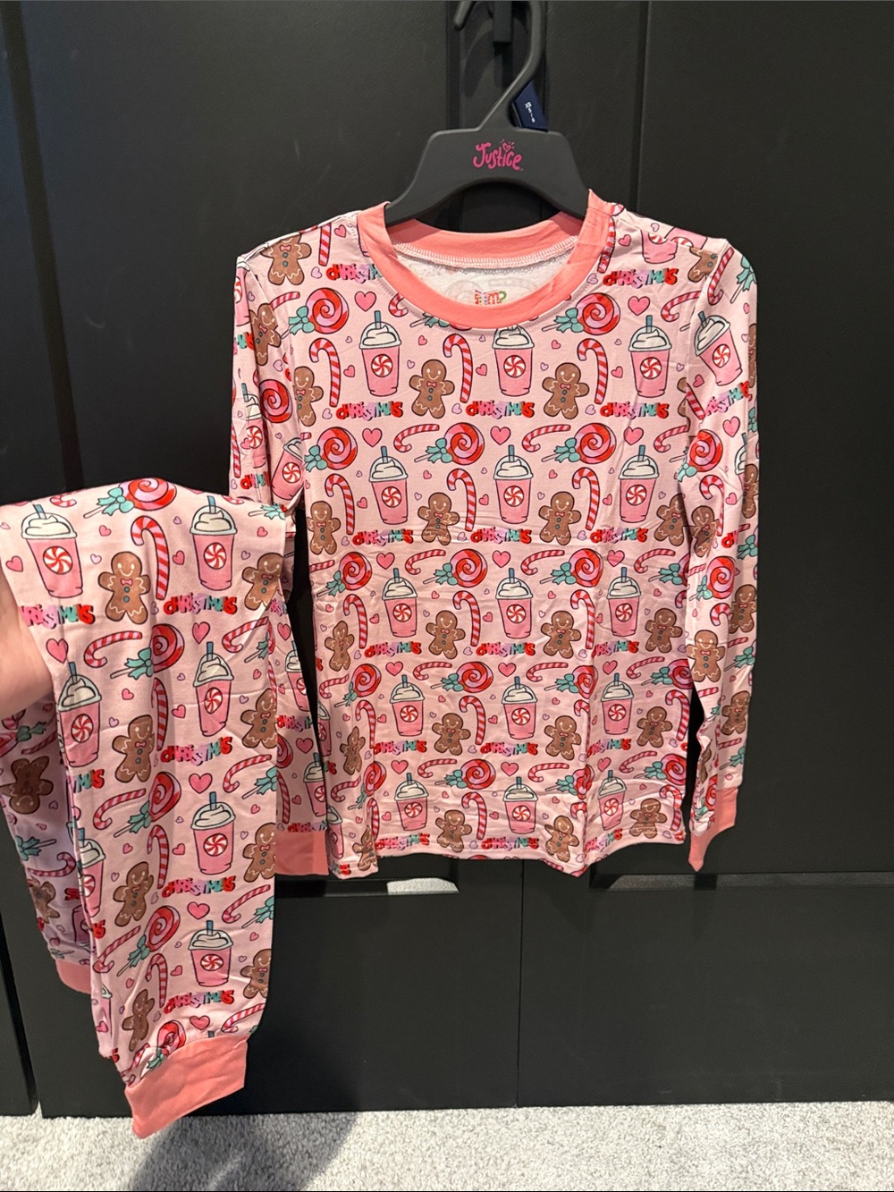 Pink Gingerbread & Candy Holiday Pajama Set